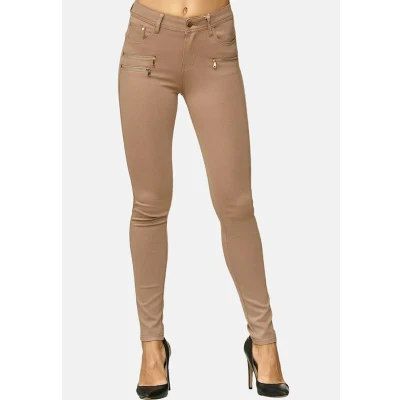 Abbildung von Elara Damen Stretch Hose Skinny Fit Jegging Chunkyrayan H86 2 Dk.Beige 38 (M)