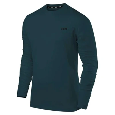 Abbildung von TCA Element Sport Langarmshirt Herren Funktionsshirt mit Rundhalsausschnitt Laufshirt Running Shirt atmungsaktiv Langarm Sportshirt Oberteil Blau, XL