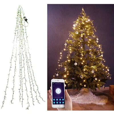 Abbildung von Lunartec Tannenbaumbeleuchtung: WLAN Tannenbaum Überwurf Lichterkette mit App, 8 Girlanden, 320 LEDs (Weihnachtsbaum Lichterkette, Baumbeleuchtung, LED Weihnachtsbaumkerzen)