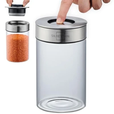 Abbildung von SILBERTHAL Vorratsdosen Glas mit Deckel 1000 ml Vorratsgläser für luftdichte &amp; auslaufsichere Aufbewahrung in der Küche
