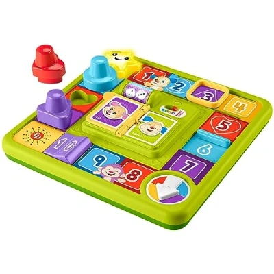 Abbildung von Fisher Price Lernspaß Motorik Spielbrett Brettpiel mit Smart Stages Lerninhalten, 40+ Liedern, Sätzen und 10 Aktivitäten zur Förderung der Feinmotorik, spricht deutsch, ab 9 Monaten/ 1 Jahr, HRB74
