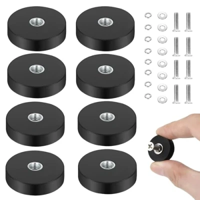 Abbildung von Pavlleen 8 Stück Gummiert Magnete,Magnet Ø22mm,mit M4 Flacher Faden,Anti Rutsch,für Fahrzeuge,Lampen,Befestigen von Werkzeugen,Schrauben,Haken