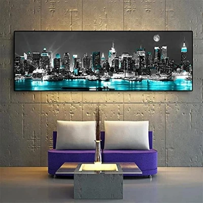 Abbildung von DIY 5D Diamond Painting Kit Vollbohrer New York Schwarz Weiß Stadt,Diamant Gemälde Malen nach Zahlen Große Kreuzstich Mosaik Bilder Art Crafts für Home Wand Decor Square Drill_(50x100cm,20x40inch)