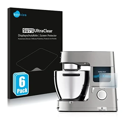 Abbildung von Savvies 6 Stück Schutzfolie für Kenwood KCL 95 cooking chef XL. Displayschutz Folie Ultra Transparent