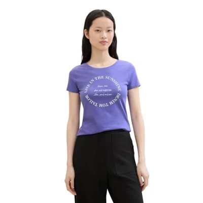 Abbildung von TOM Tailor Denim Tshirt print, Damen, Größe: Large, Vibrant purple
