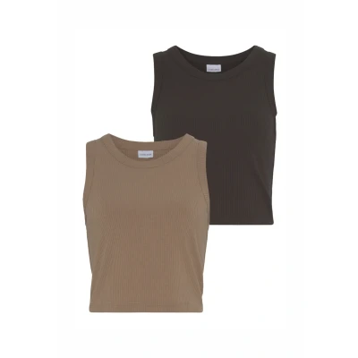 Abbildung von LASCANA Crop Top, (2er Pack), aus weicher Rippware, sommerliche Basic Tops