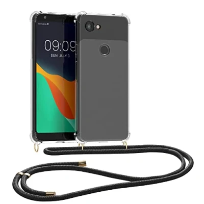 Abbildung von kwmobile Necklace Case kompatibel mit Google Pixel 3a Hülle Silikon Cover Handykette Band Handyhülle Transparent