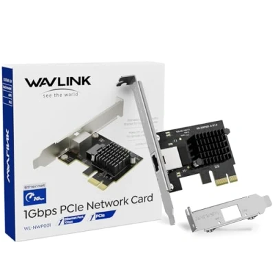 Abbildung von WAVLINK 1G Base T PCIe Netzwerkkarte, 1000/100/10Mbps PCI Express Ethernet Adapter mit RTL8111H, NIC für Windows 11/10/8/8.1/7/XP/Vista &amp; Linux Low Profile Bracket