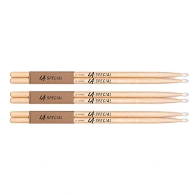 Abbildung von LA Specials Drumsticks Schlagzeug Sticks 5A Hickory Drumsticks, ovaler Nylonkopf, drei Paare