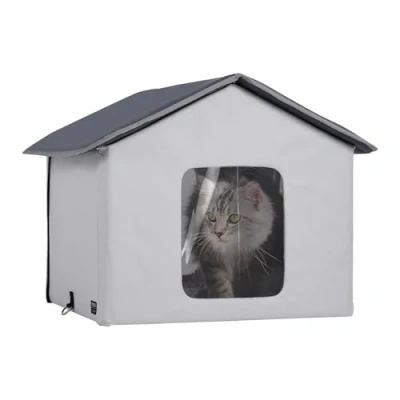 Abbildung von VEVOR Katzenhütte Katzenhaus Katzenhöhle Hütte Beheizt 48x56x44cm Grau(M)