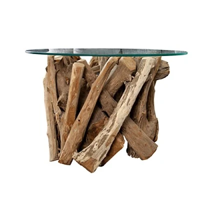 Abbildung von riess ambiente Couchtisch NATURE LOUNGE 60cm natur / transparent, Wohnzimmer · Massivholz Glasplatte rund Handarbeit