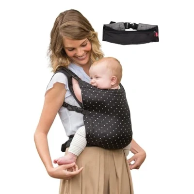Abbildung von Infantino Zip Ergonomic Travel Carrier face in compact, front and back carry, for newborns toddlers 12lbs 40lbs / 5.4 18.1 kg