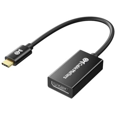 Abbildung von Cable Matters 8K USB C auf DisplayPort Adapter (USB Adapter) DP 1.4 für 60Hz Thunderbolt 3/4 und USB4 Port kompatibel Oculus Rift S, MacBook Pro, Dell XPS 13/15, Surface Pro 7