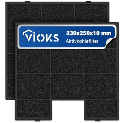 Abbildung von VIOKS 2x Aktivkohlefilter Dunstabzugshaube 230x250x10mm Ersatz für Amica FWK 250 Dunstabzug Filter Kohlefilter Abzugshaube Aktivkohle KF 17142