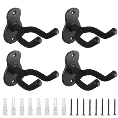 Abbildung von BELLE VOUS Dekoobjekt (4er Pack Schwarze Wandhalterung Gitarre mit Schrauben