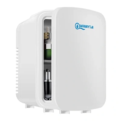 Abbildung von WANNYTON Mini Kühlschrank 4 Liter / 6 Dosen, Tragbarer Kleiner Kühlschränke mit Kühl und Heizfunktion,Getränkekühlschrank für Zimmer Auto Büro, AC 220 240 V, DC 12 Weiß