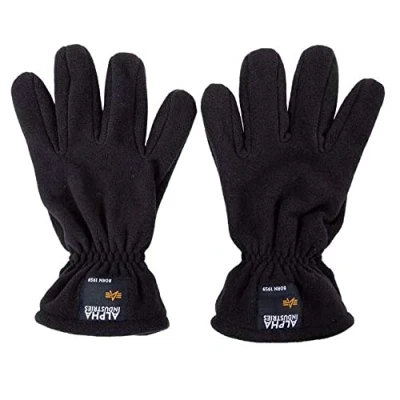 Abbildung von Alpha Industries Label Gloves Fingerhandschuh, Größe: L/XL, Black