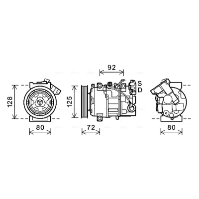 Abbildung von PRASCO RTAK489 Kompressor 6SEL14C PAG 46 R 134a RENAULT: SCENIC 3, GRAND MEGANE 3 Grandtour