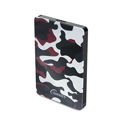 Abbildung von Sonnics 1TB Rot Camo Externe tragbare Festplatte USB 3.0 super schnelle Übertragungsgeschwindigkeit für den Einsatz mit Windows PC, Mac, XBOX ONE und PS4 Fat32