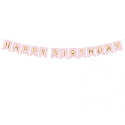 Abbildung von partydeco Wimpelkette, Happy Birthday Girlande 15x175cm rosa