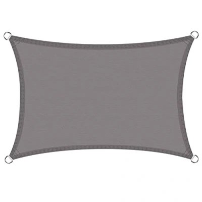 Abbildung von HAIKUS Sonnensegel Wasserdicht Rechteckig 3x4m Sonnenschutz Wasserabweisend Premium PES Polyester mit UV Schutz für Balkon Garten Terrasse Grau
