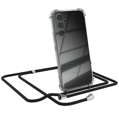 Abbildung von EAZY case Handykette Hülle kompatibel mit Samsung Galaxy A54, Stoßfest Fallschutz Bumper Silikon Schutzhülle, Band, Chain Schwarz