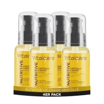 Abbildung von Vitalcare Nutritive Flüssigkristall für Haare, nährende und regenerierende Kristalle, trockenes stumpfes Haar, mit pflanzlichen Ceramiden, 4 x 50 ml