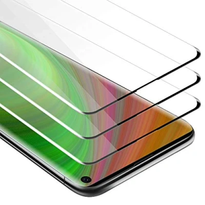 Abbildung von Cadorabo 3x Vollbild Panzer Folie kompatibel mit Samsung Galaxy S10 4G Schutzfolie in TRANSPARENT SCHWARZ 3er Pack Gehärtetes (Tempered) Display Schutzglas 9H Härte 3D Touch