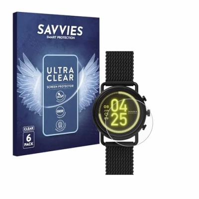 Abbildung von Savvies 6 Stück Schutzfolie für Skagen Smartwatch Falster 3 Displayschutz Folie Ultra Transparent
