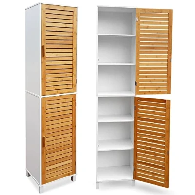 Abbildung von osoltus Badregal Hochschrank 190cm Wandschrank Bambus Aarhus