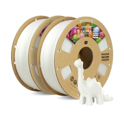 Abbildung von OVERTURE Easy PLA 1.75 mm 3D Druckerfilament, 2kg (4.4 lbs), Verstärkt Zähigkeit PLA, Maßgenauigkeit +/ 0,02 (Easy Weiß 1kg*2)