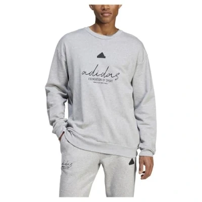 Abbildung von adidas Herren Sweatshirt aus französischem Frottee, Größe S, Medium Grey Heather, S