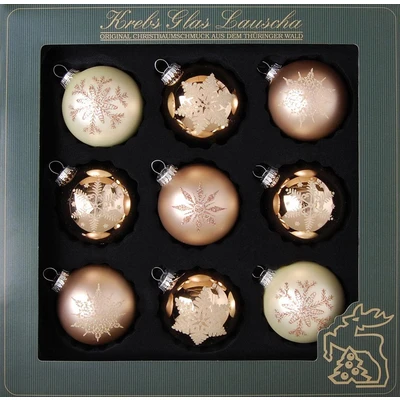 Abbildung von Krebs Glas Lauscha Weihnachtsbaumkugel Cappuccino, Weihnachtsdeko, Christbaumschmuck, Christbaumkugeln (9 St)