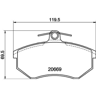 Abbildung von HELLA 8DB 355 017 701 Bremsbelagsatz nicht für Verschleißwarnanzeiger vorbereitet mit Bremssattelschrauben AUDI: Cabriolet B4, 80 B4 Limousine, B3