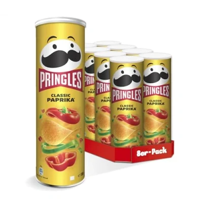 Abbildung von Pringles Classic Paprika (8 x 165 g) der unwiderstehliche Snack Klassiker in praktischen Dose knackige Chips mit Geschmack Pop. Play. Eat.