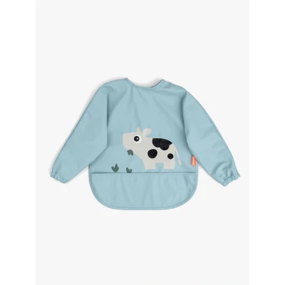 Abbildung von Done By Deer Tiny Farm Langärmliges Lätzchen mit Tasche, Blue