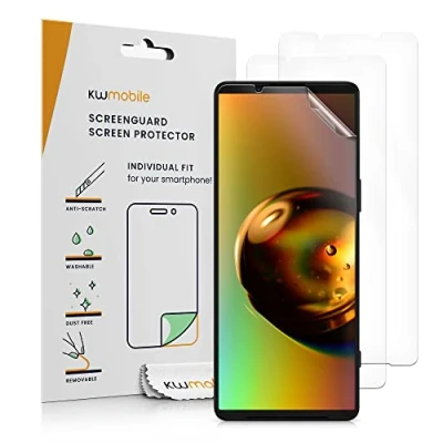 Abbildung von kwmobile 3X Displayschutzfolie kompatibel mit Sony Xperia 1 V Folie klare Schutzfolien Set in transparent