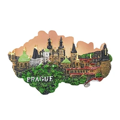 Abbildung von 3D Karte Prag Tschechische Kühlschrankmagnet Tourist Travel Souvenirs Handgemachte Harz Handwerk Magnetische Aufkleber Home Küche Dekoration Sammlung Geschenk