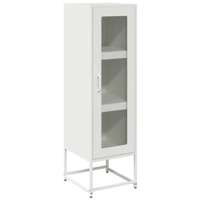 Abbildung von vidaXL Highboard Weiß 36x39x123 cm Kaltgewalzter Stahl, Sideboard, Lagerschrank, Hochschrank, Schrank, Seitenschrank, hohes Buffetschrank
