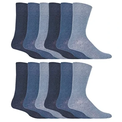Abbildung von IOMI 12er Pack Herren Diabetikersocken Ohne Gummi Extra Weit Socken Naht für Geschwollene Füße (39 45, Blau)