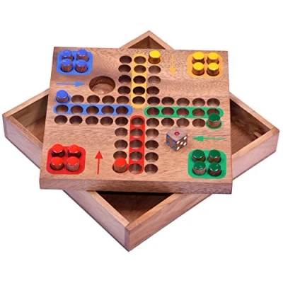 Abbildung von Logoplay Holzspiele Spielesammlung, Ludo Gr. M für 2 bis 4 Spieler Spielfeld 17 x cm Würfelspiel aus HolzHolzspielzeug