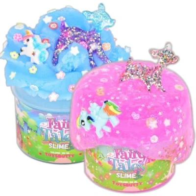 Abbildung von ToysButty 2 Schleim Set mit Klarer Slime Und Cloud WolkenSchleim für Kinder, Vorgefertigt in Behältern, Erstellen Sie MärchenThemen, 6 Zubehör selber Machen Jungen Mädchen Kinder Toys