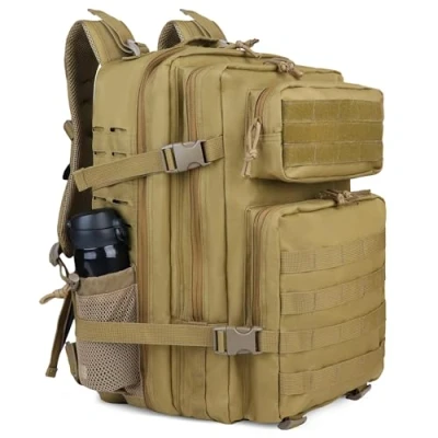 Abbildung von Zavothy Militär Rucksack 45L Herren Damen, Wasserdicht Taktischer, Camping Rucksack, Wanderrucksack, Outdoor für Travel, Schule, Sport, Bushcraft (Gelb)