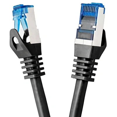 Abbildung von BIGtec 2m CAT.7 Patchkabel Netzwerkkabel Gigabit Patch DSL LAN Ethernet Kabel schwarz Kupferkabel doppelt geschirmt (RJ45 Stecker Cat 7 S/FTP PIMF)