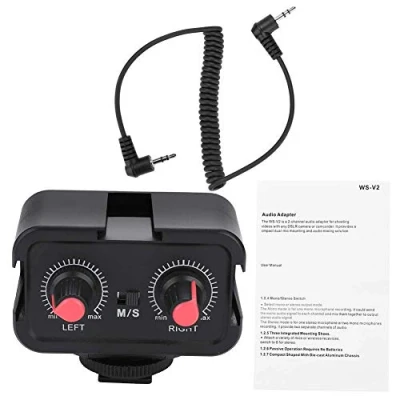 Abbildung von Audio Mixer Adapter Kamera WS V2 Dual Channel Mikrofon 3,5 mm Stereo Ausgang Universal für Nikon Sony DSLR Kameras