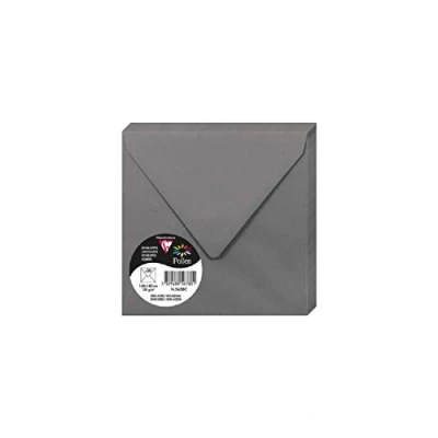 Abbildung von Clairefontaine 5638C Packung mit 20 Umschlägen Pollen 14x14 cm, 120g, gefüttert, ideal für Einladungen und Korrespondenz, Premium glattes Papier, Stahlgrau, 1 Pack
