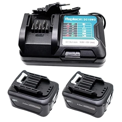 Abbildung von GOLEMON® 12V 2X 4,0 Ah BL1041B Akku mit Ladegerät DC10WD Für BL1016 Bl1021B BL1020B BL1040B Erset Makita DF031D DF0331D TD110D JR103D JR105D MP100DZ HSS01D HP332D (4000mAh)