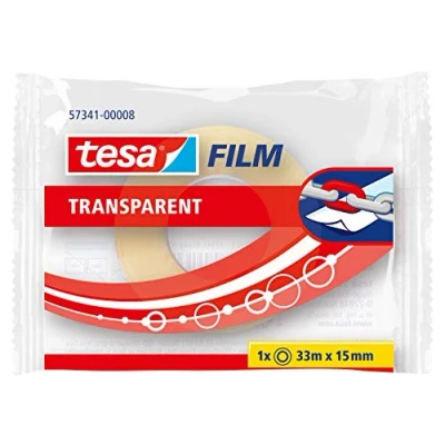 Abbildung von tesafilm transparent Transparentes Klebeband mit starker Haftung alterungsbeständig und reißfest 33 m x 15 mm