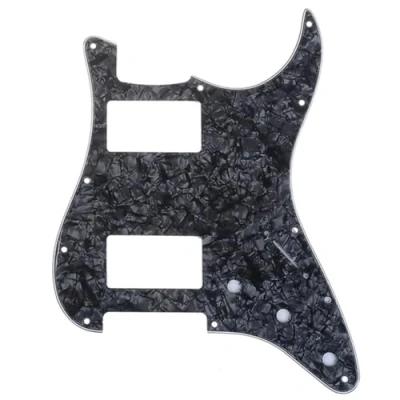 Abbildung von Musiclily Pro 11 Löcher HH Strat Pickguard 2 Humbucker Gitarren Schlagbrett für Fender American/Mexican Standard Stratocaster Modern Style E Gitarre,4 lagig Black Pearl