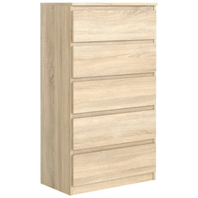 Abbildung von meble masztalerz Kommode Eiche Sonoma Matt mit 5 Schubladen 70 cm, Sideboard Wohnzimmer, Schlafzimmer H: 124,5 B: T: 39 cm Schubladen, Schubladenschrank